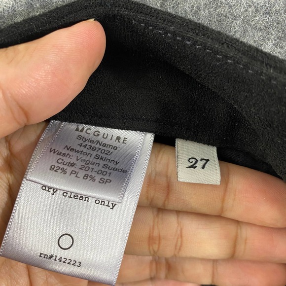 Mcguire Pants 27 Vegan Suede Black Newton Skinny Mid Rise Stretch - Picture 13 of 14